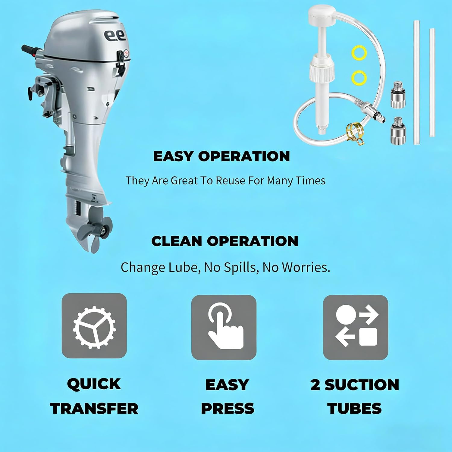Marine Lower Unit Gear Oil Pump – Compatible with Standard Quart Bottles for Outboard Motors & MerCruiser Sterndrives