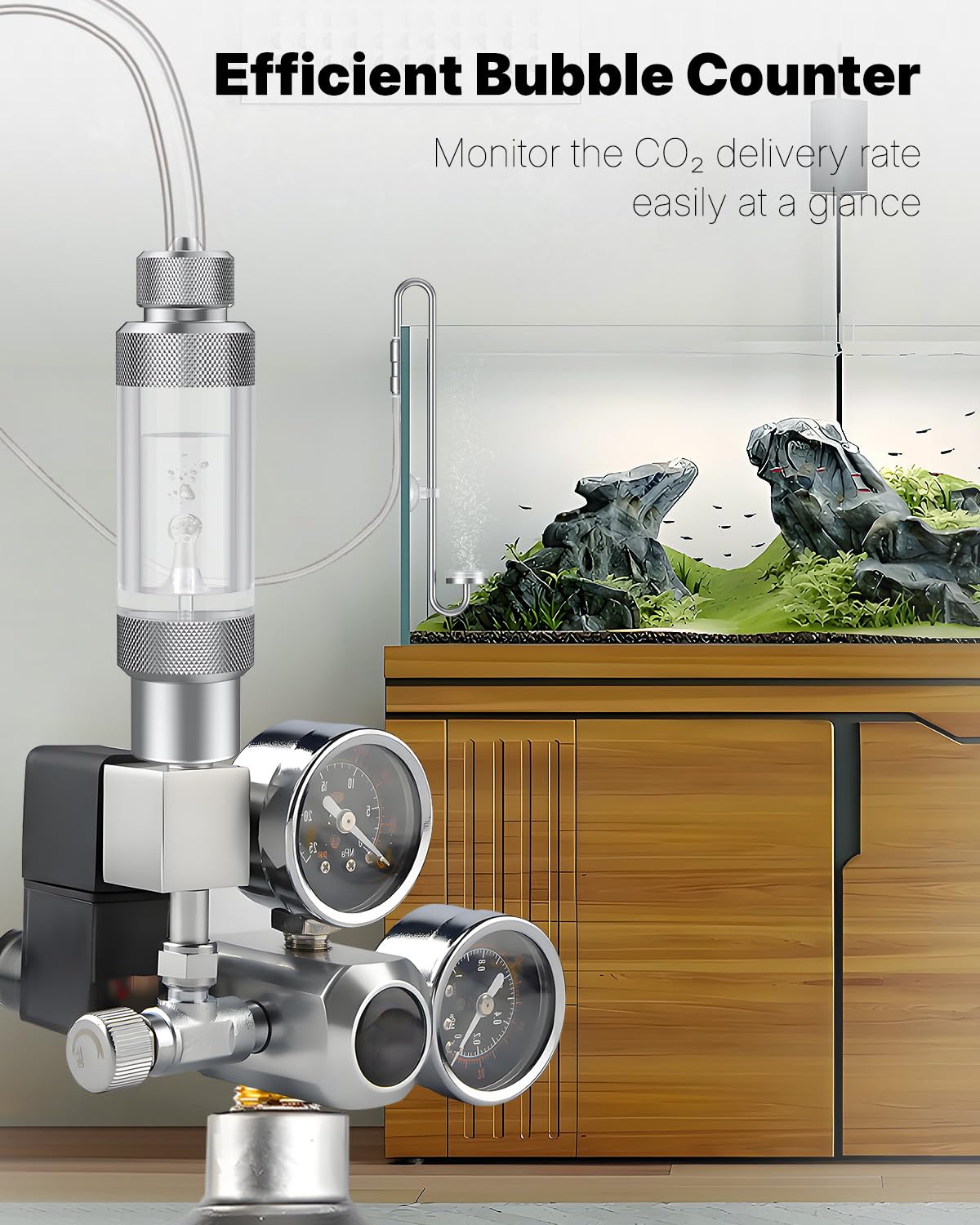 Pawfly Aquarium CO2 Bubble Counter with Built-in Check Valve, Single-Headed Carbon Dioxide Bubble Counter for CO2 Generator Regulator, Non-Return CO2 Bubble Meter for Planted Tanks - image 6