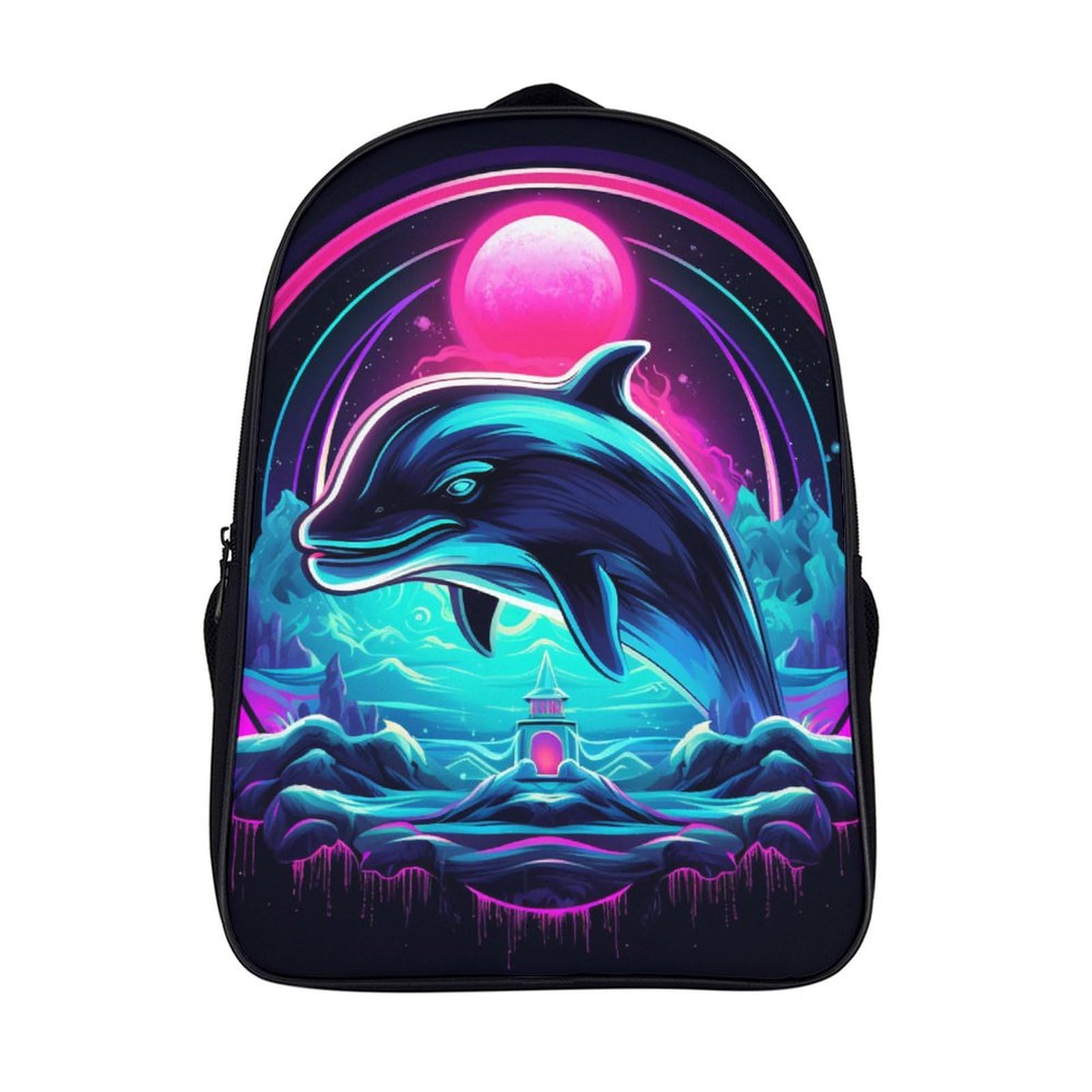 Mochila escolar con estampado de delfines para el instituto y campus 7