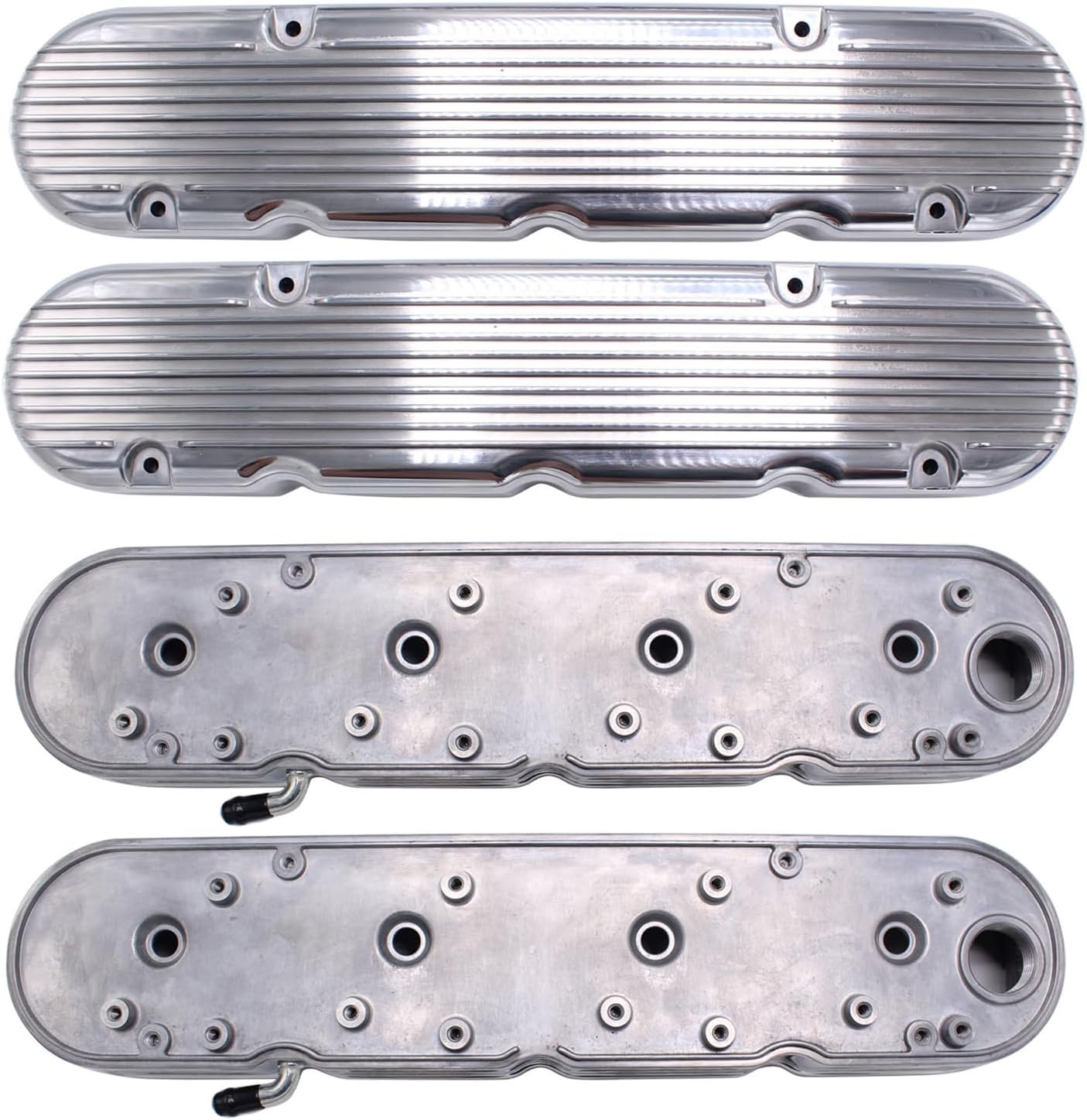 2pcs LS Finned Coil Aluminum Valve Covers 241-181 Polished Compatible for LS 4.8L 5.3L