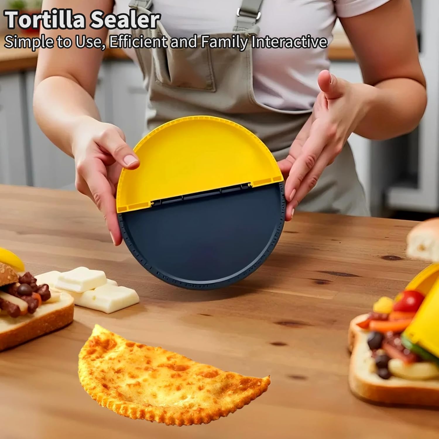 Tortilla Crimper & Quesadilla Maker Kit, Quesadilla Maker Press, Empanada & Samosa Maker, Sandwich Sealer Tool for DIY Snacks, Air Fryer & Microwave Friendly (Round,1 Pack)