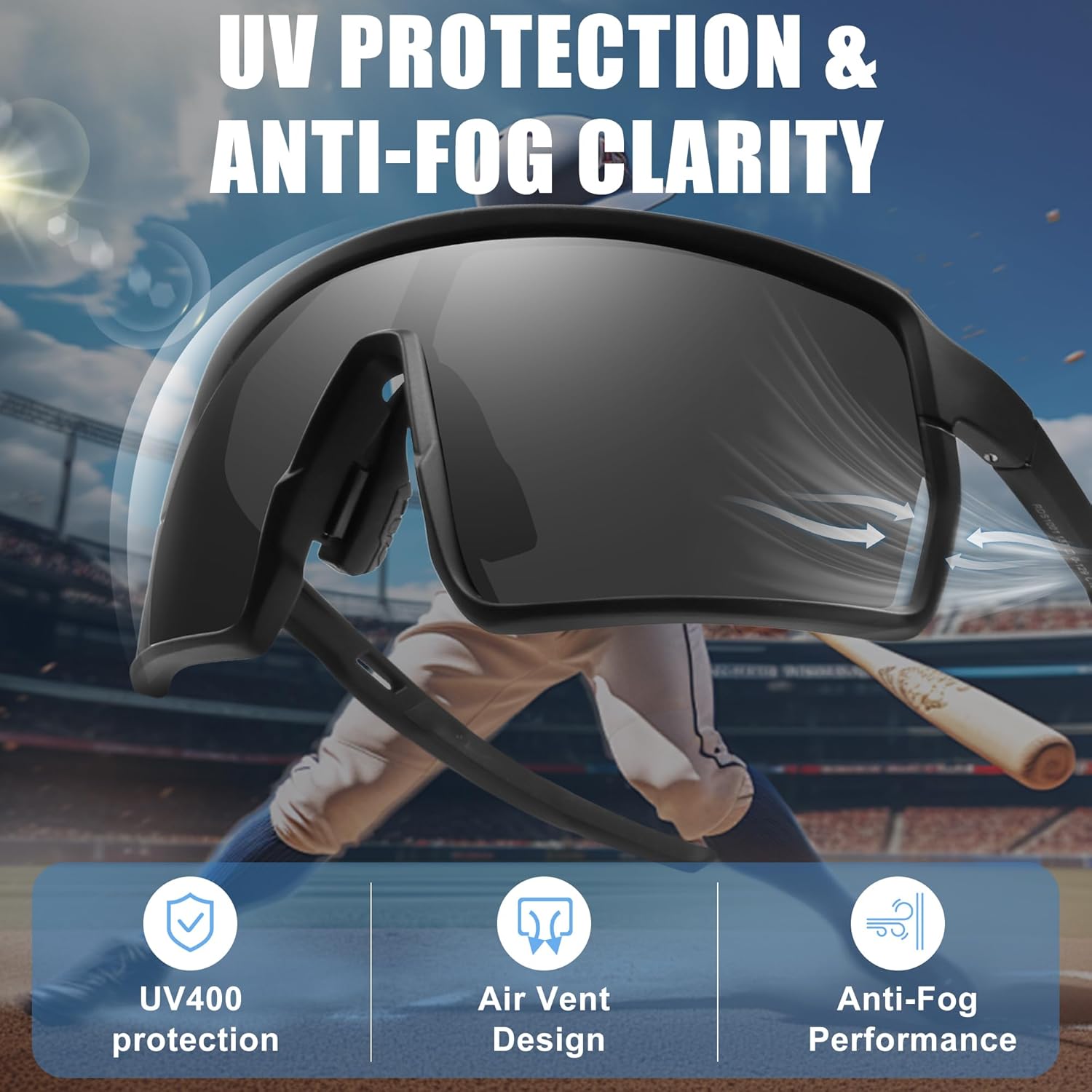 Polarized Sports Sunglasses UV Protection Ventilation Design Outdoor Sports Running Cycling Baseball Glasses for Men Women - Image 6