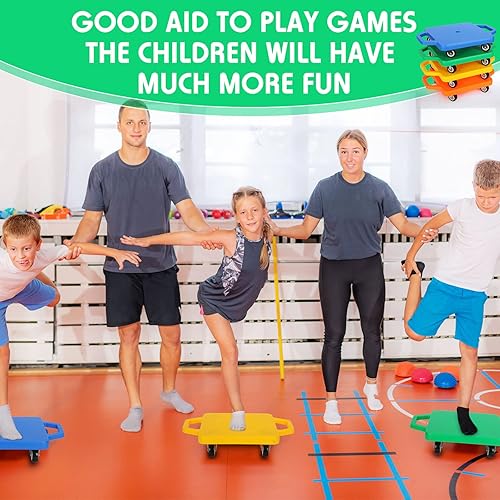 Miniatura 3 de 4 piezas de patinete deportivo con asas de plástico ruedas de plástico para patineta de piso, tabla de patinete para niños, gimnasio, actividades al