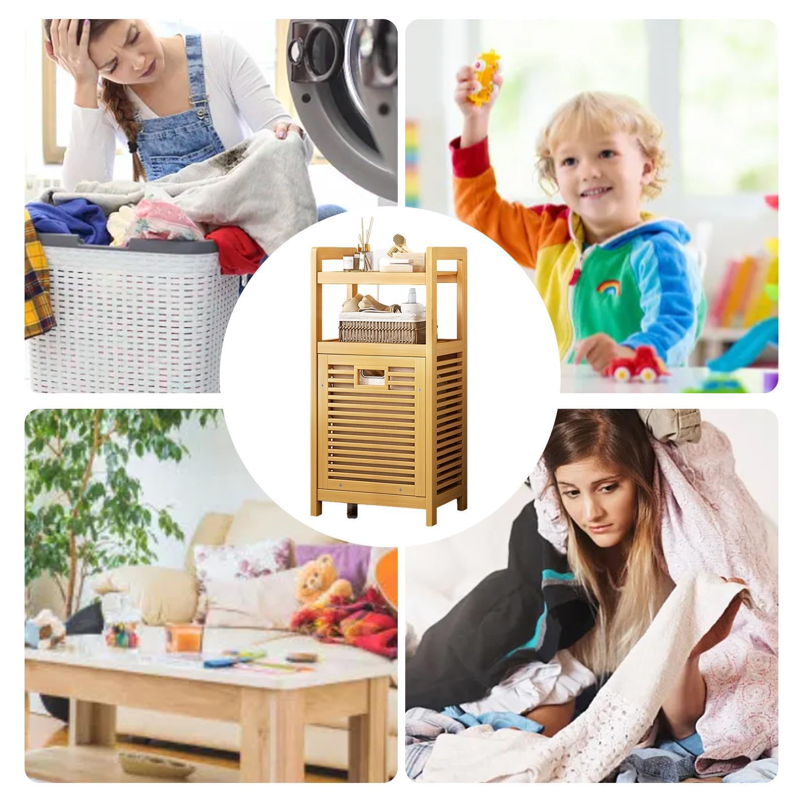 Wäschesortierer Ständer, Wäschesammler mit Ablage, schmutzige Kleidung Korb mit mehreren Schichten, große Kapazität Badezimmer Kleidung Sortierwagen, Wäschekorb für T-Shirt, Pullover, Schals Küche, Haushalt & Wohnen