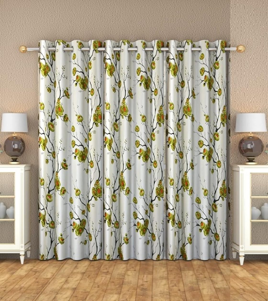 NAVSANG Designer Polyester Long Crush Floral Print Green Color 3 Piece Curtain Set 9 Feet(3 pc Flower Green Color) (B08XBSCK85) Amazon Price History, Amazon Price Tracker