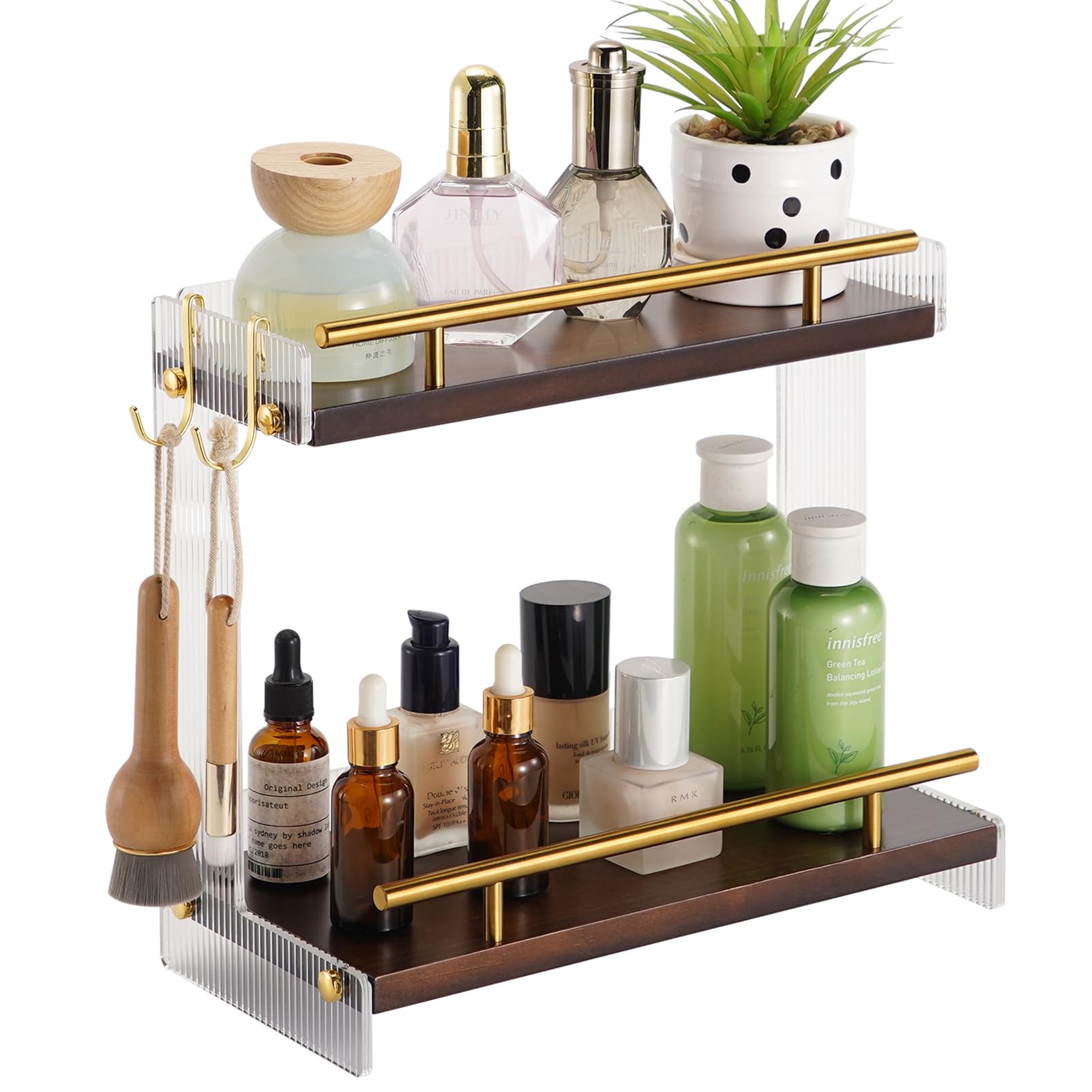 CWLAKON Bathroom Counter Organizer, Acrylic Wood Bathroom Vanity