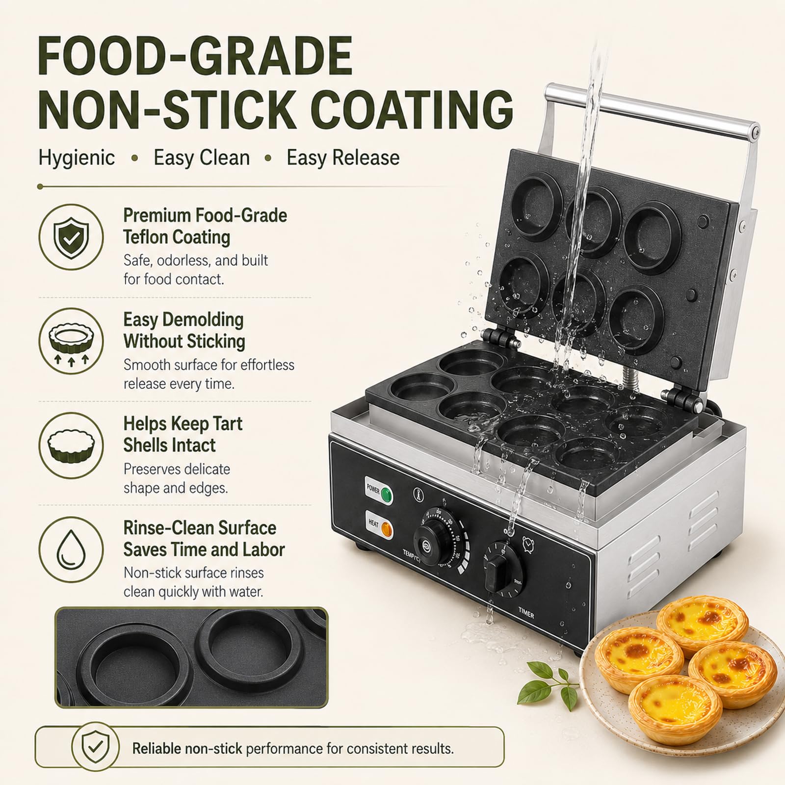 Waffle Maker per Pasticcerie, 1550W con Doppio Riscaldamento 8Round