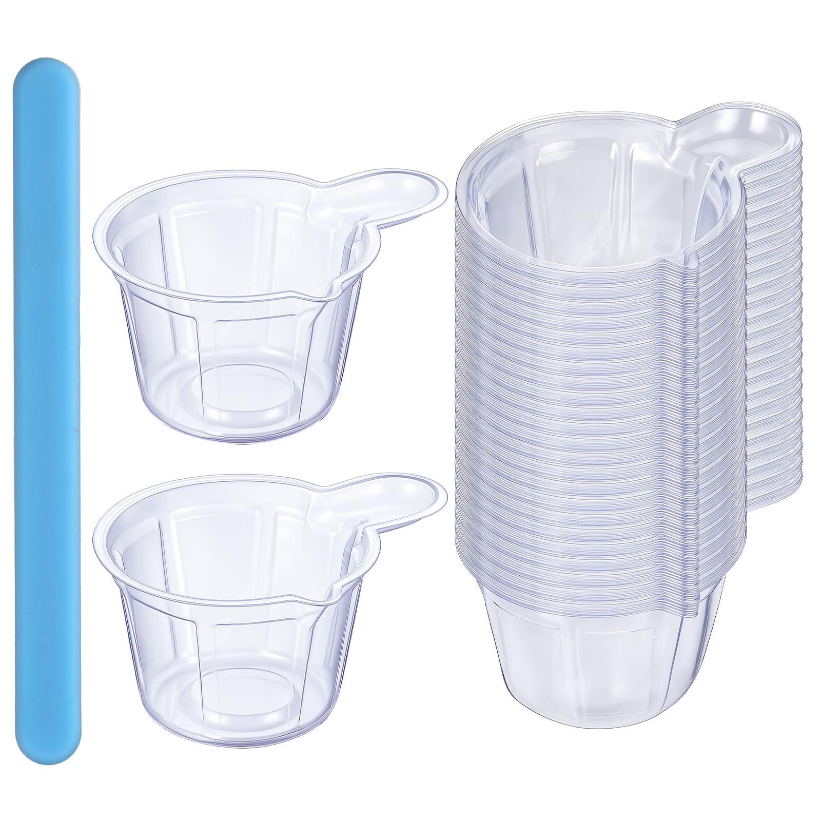 Lnngub 100 Pcs 40ml Disposable Plastic Resin Measuring Cups,Resin Cups Disposable Small Mixing Cup with 1 Silicone Stir Stick Multipurpose Dispensing Cup for Mixing Paint Epoxy Jewelry Making