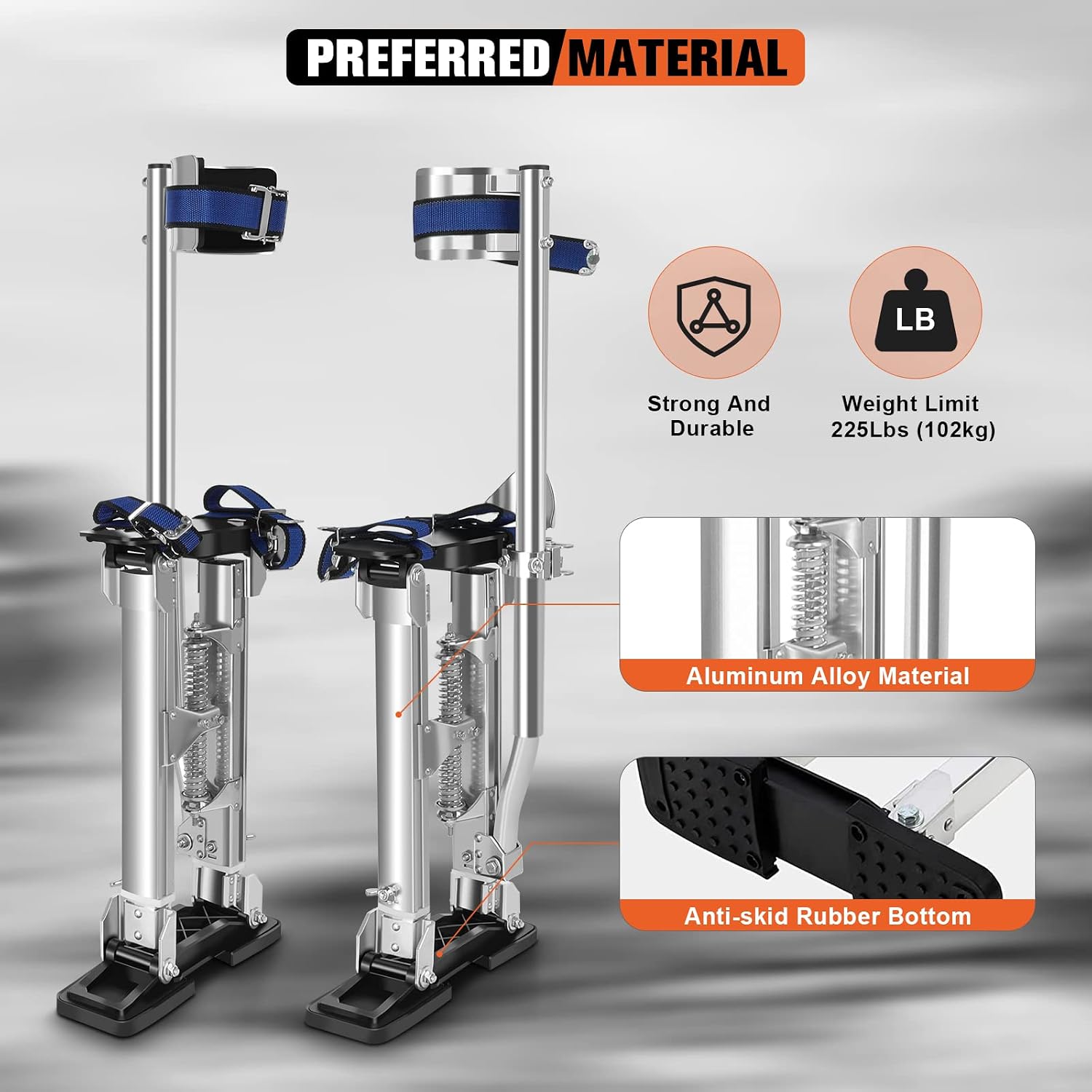 15"-23" Stilts for Adults Adjustable Height Aluminum Stilt for Sheetrock Drop Ceiling Painting Painter Exterior Wall Painting and High Shrub Trimming