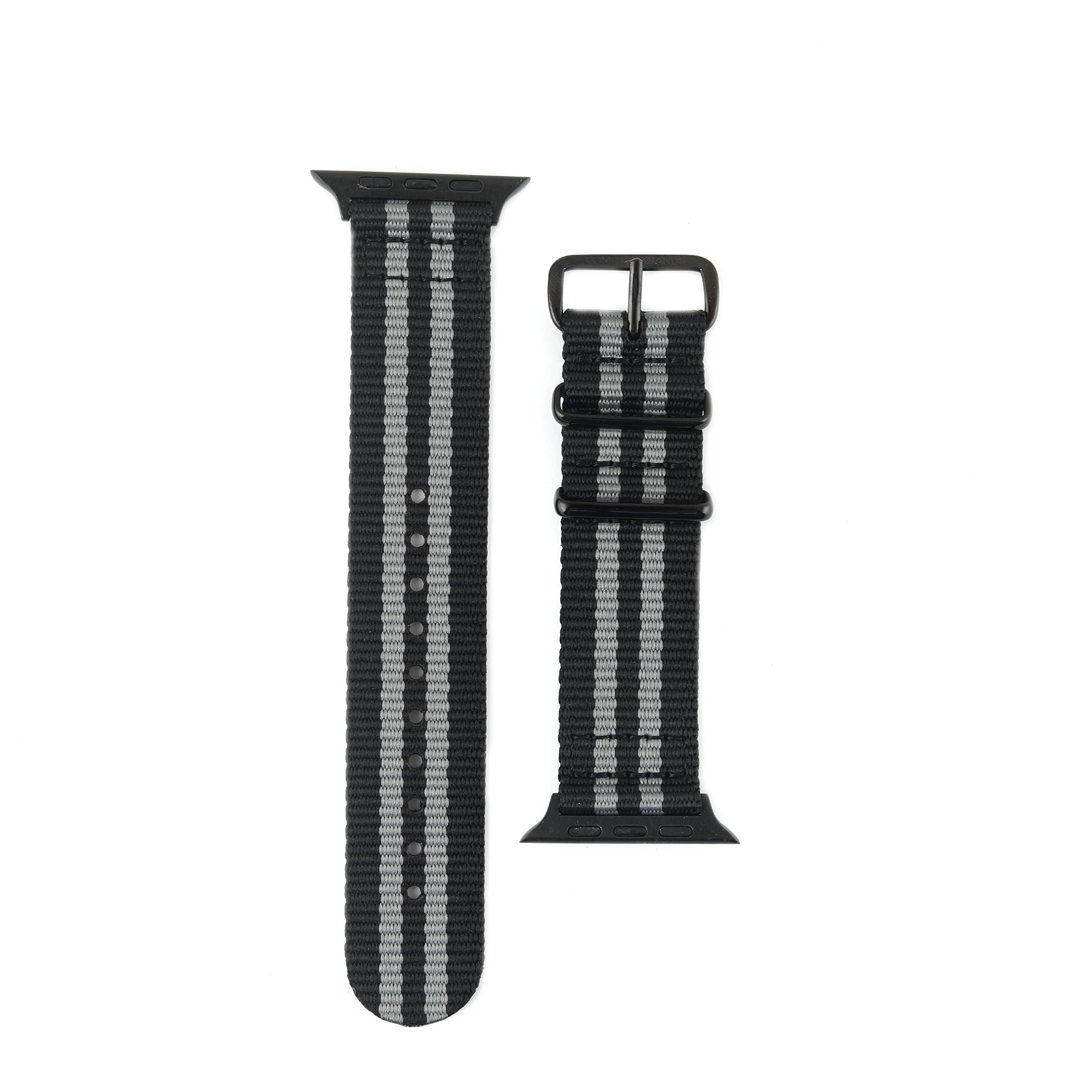 Comfituck Bands Compatible with Apple Watch Strap 45mm, 49mm, Apple Watch Strap 44mm, 46mm, 42mm, 41mm, iWatch, SE, Ultra, 10, 9, 8, 7, All Series, Nylon Nato Straps, Black & Grey, Olive, Men Women