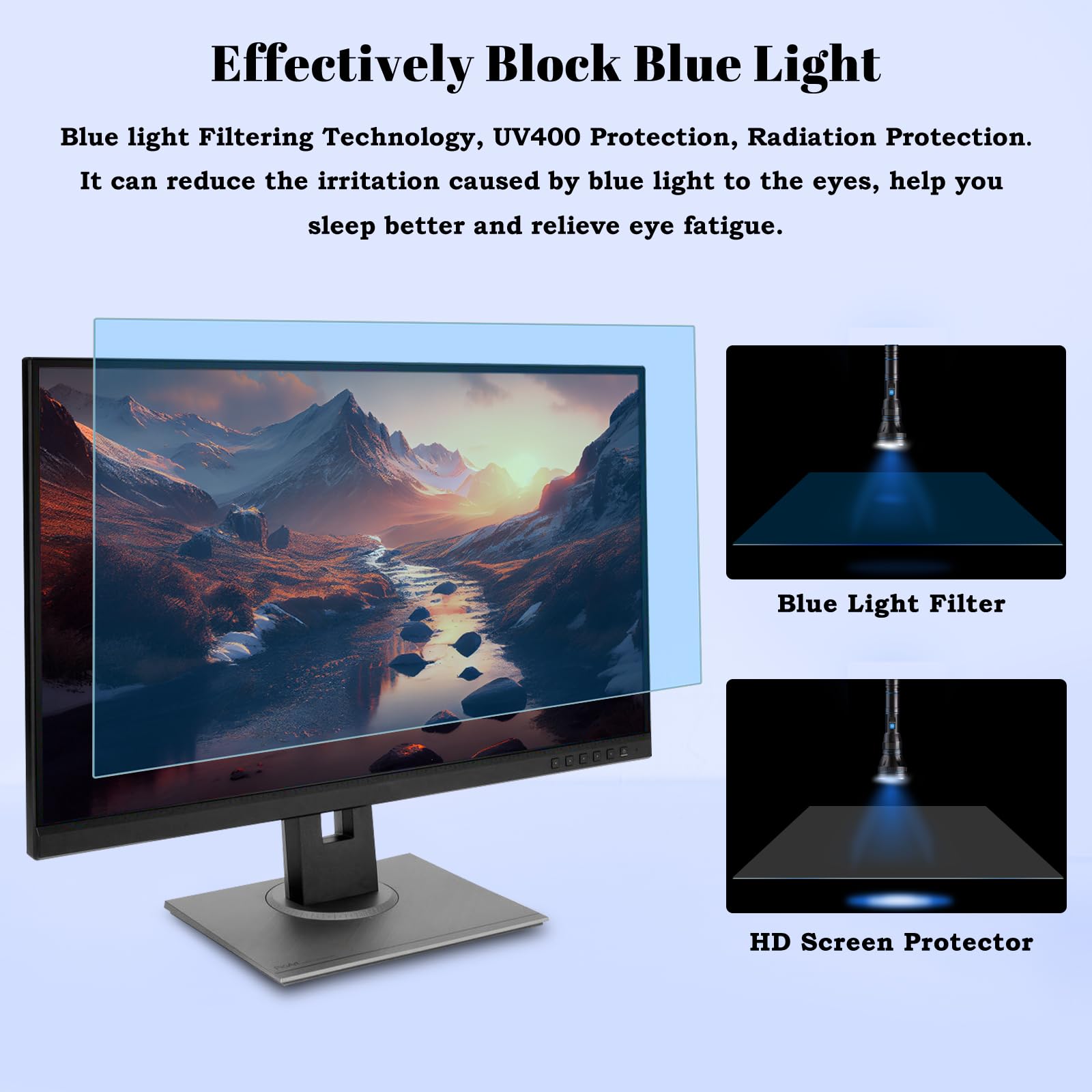 HaruYo Filtre Anti Lumière Bleu 23.8 Pouces Laptop Protecteur Écran Amovible, Bloque UV (16:9)
