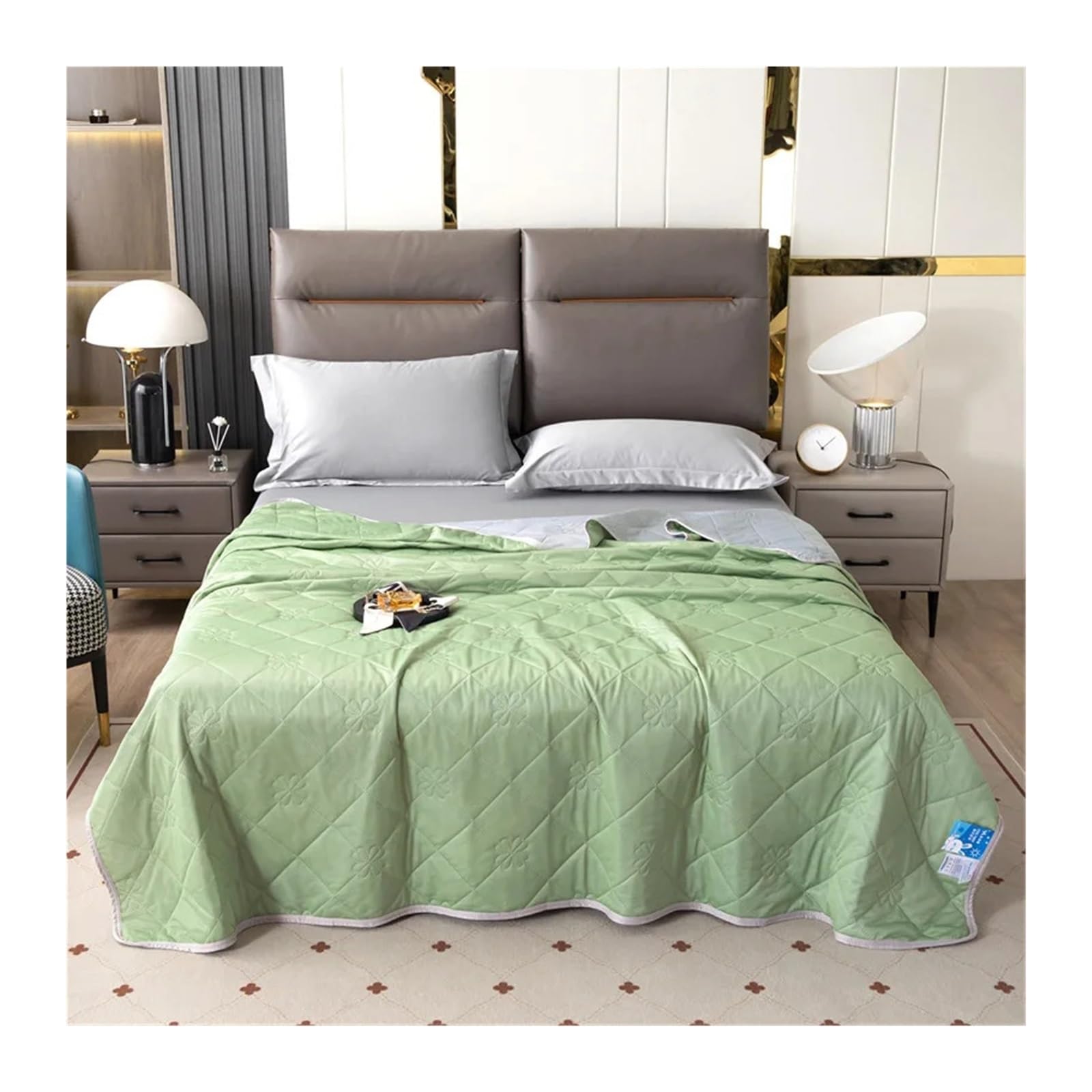 EBzvblxm Cooling Blanket for Summer, Cooling Blanket Multicolor Multi Sizes Lightweight Breathable Machine Washable Embossing(Green,200x230cm)