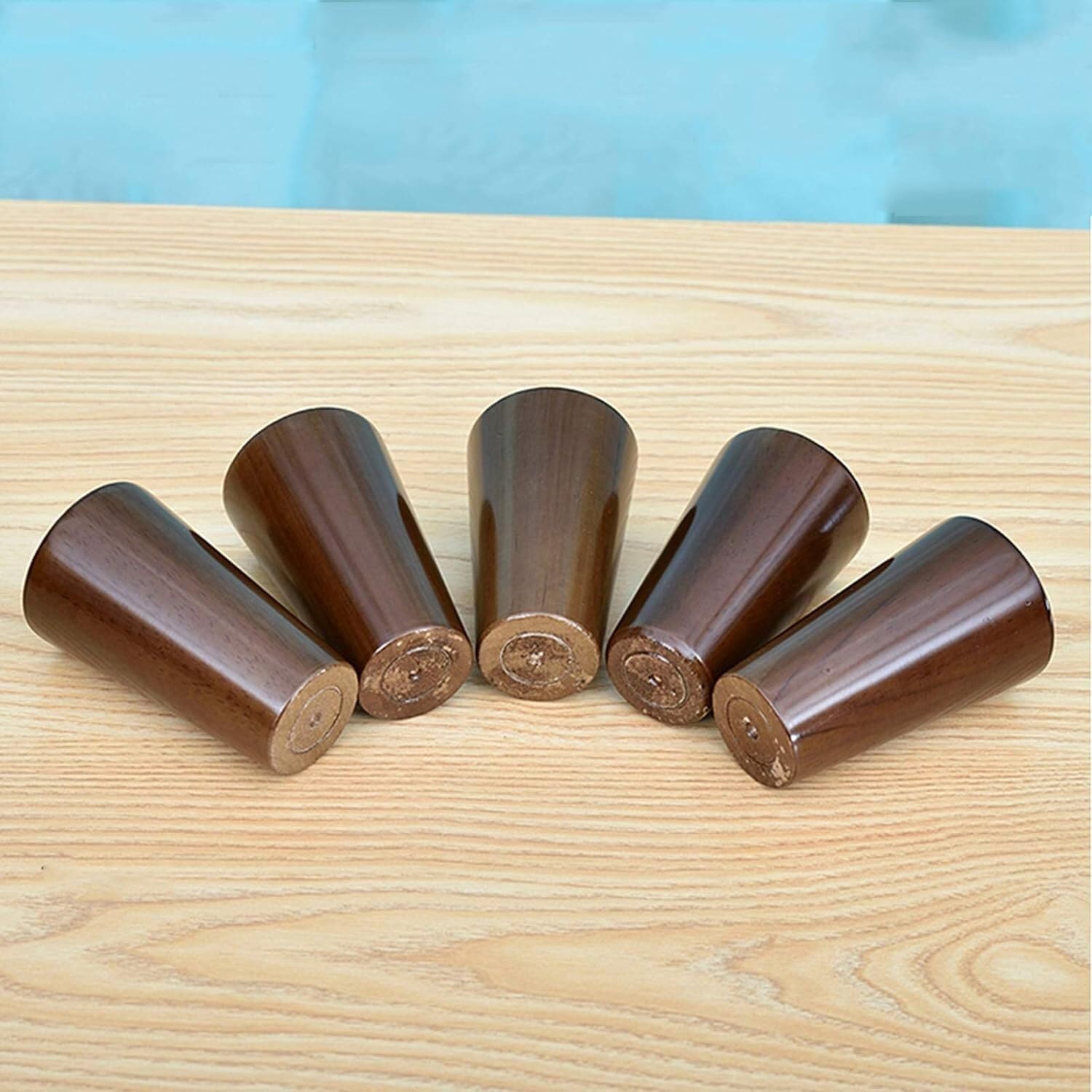 Juego de 4 husillos de Madera Maciza para Muebles, Rosca M10, de Madera de Nogal, cónicos, de Repuesto para sofá, Mesa y sillas (Rectos, 60 cm/23,6 Pulgadas)