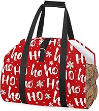Bolsa de transporte de lenha com letra Ho de Natal Bolsa de madeira para transporte interno Bolsa de armazenamento de lenha Rack de lenha de fogo ao ar livre Lenha Bolsa de transporte de lenha com alças