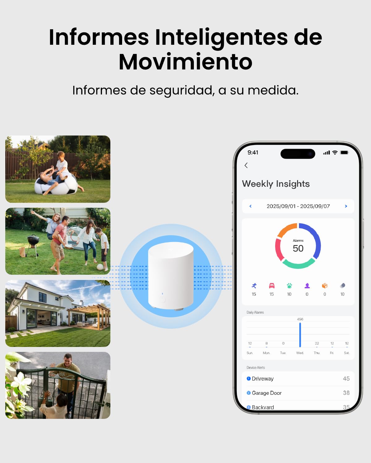 Reolink Home Hub Mini, Centro de Seguridad Todo en Uno con Almacenamiento Local, Wi-Fi de Doble Banda 2,4/5 GHz, Cifrado AES-128 de Nivel Bancario, Acceso Remoto y Reproducción Inteligente