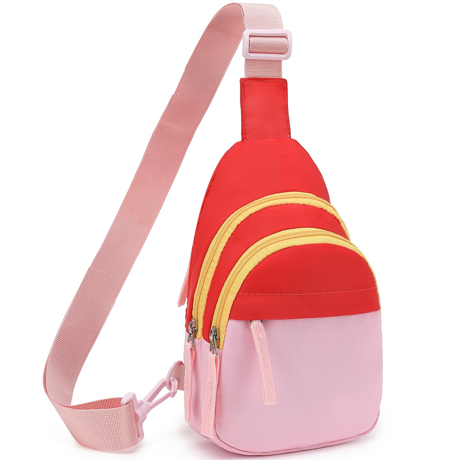 prlinjsk Cute Sling Bag for Girls, Kids Fanny pack Teens Crossbody Bag Purse Birthday Gifts, Red&Pink, Small, Fanny Pack-picture-22