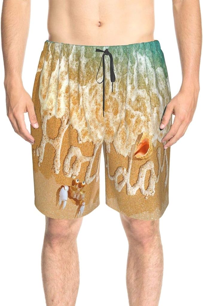 Mens Swim Trunks Beach Holidays Beachwear Elastic Waist Quick Dry Beach