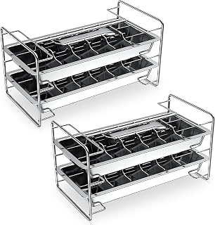 ecozoi Non-Toxic Stainless Steel Ice Cube Tray 4 Pack, 72 Large Cube Slots. Plastic Free Eco Friendly Freezer Mold W/Easy Release Lever. Stackable Retro Inspired Old Fashioned Vintage Ice-Making