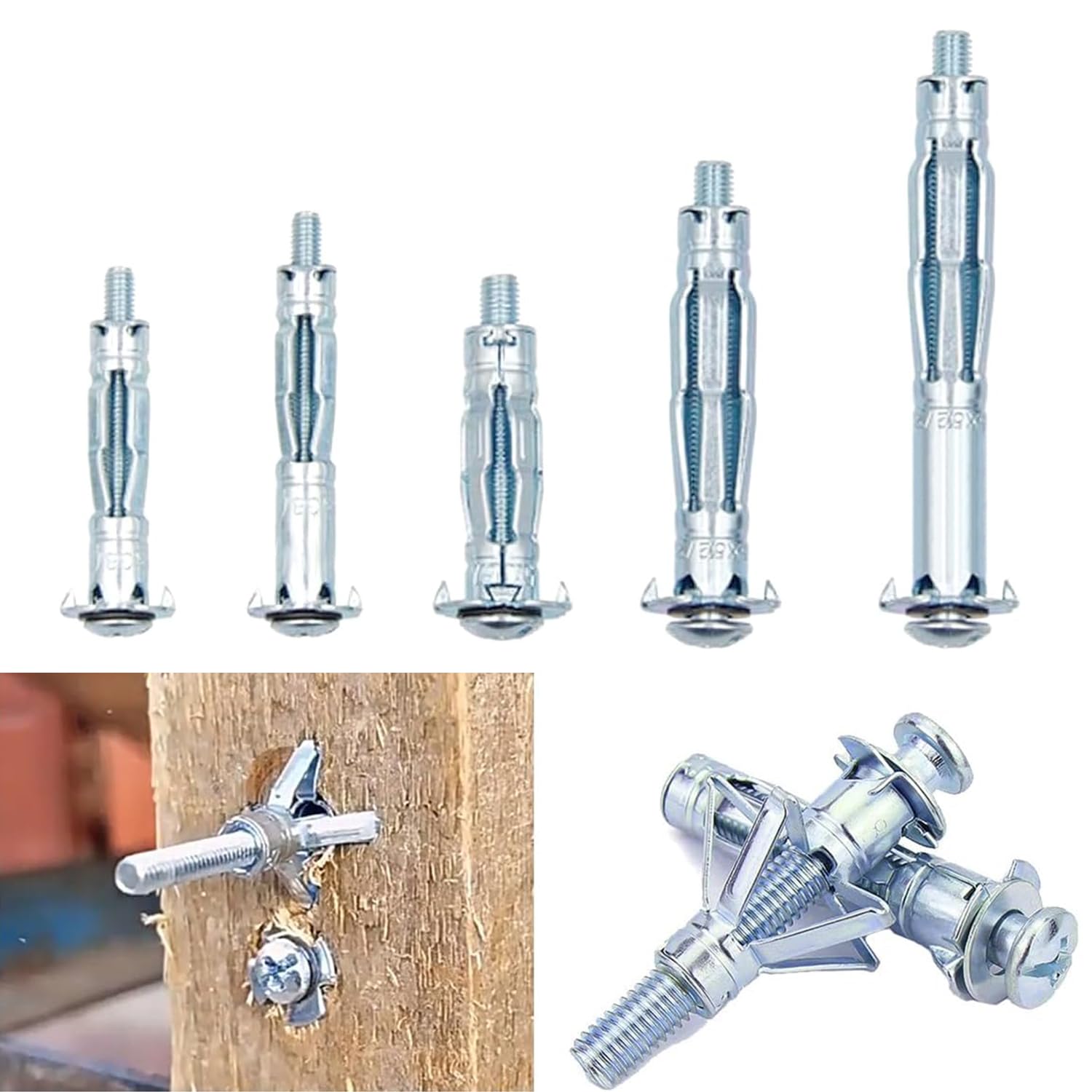 10 pcs Hollow Wall Fixings Anchor，Plasterboard Fixings Heavy Duty Screws Assortment,Plugs for Plasterboard, Drywall, Brick, Wood Doors, Thin Metal,Concrete,Masonry
