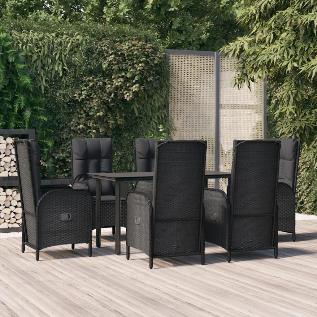Conjunto de jardín (7 plazas), color negro