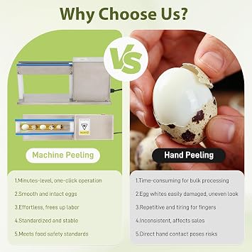 Automatic Quail Egg Peeler, 28W Motor & Stainless Steel Quail Egg Peeler, Effortless Peels in Seconds for Commercial/Home Use, 110V
