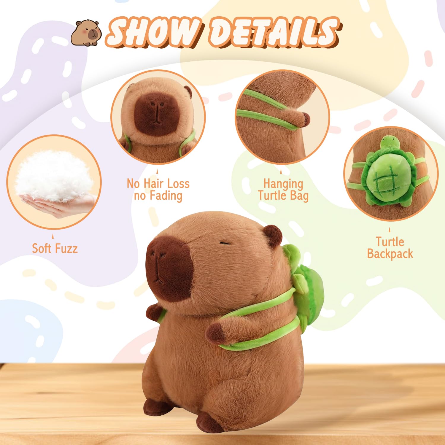 Capybara Kuscheltier Mit Schildkrötenrucksack – Superweich, 23–25 Cm, Geschenk Für Kinder & Freunde
