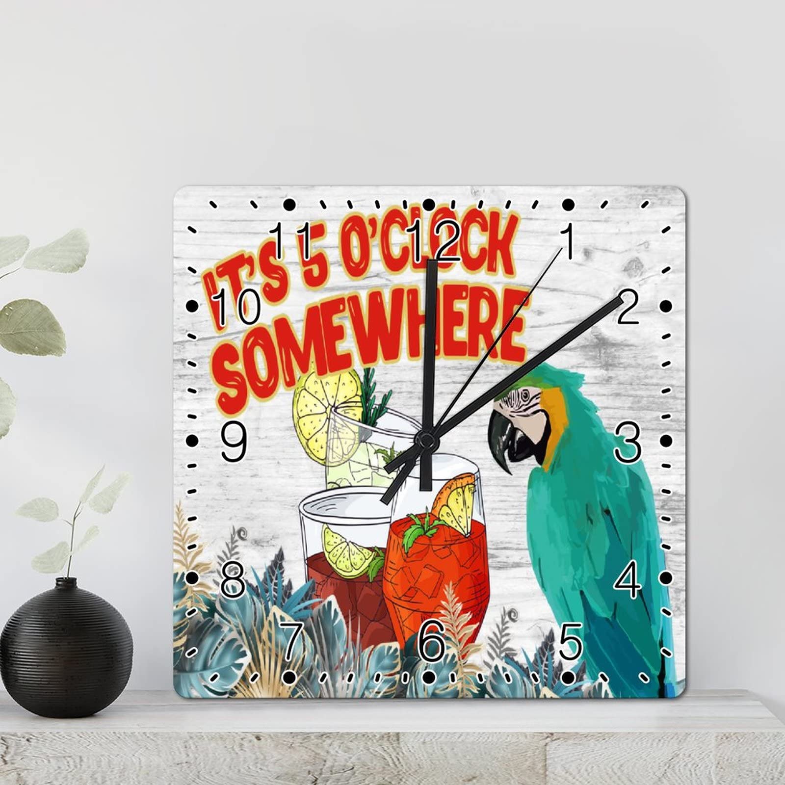 Horloge murale carrée en bois : idée cadeau originale décoration maison oiseaux