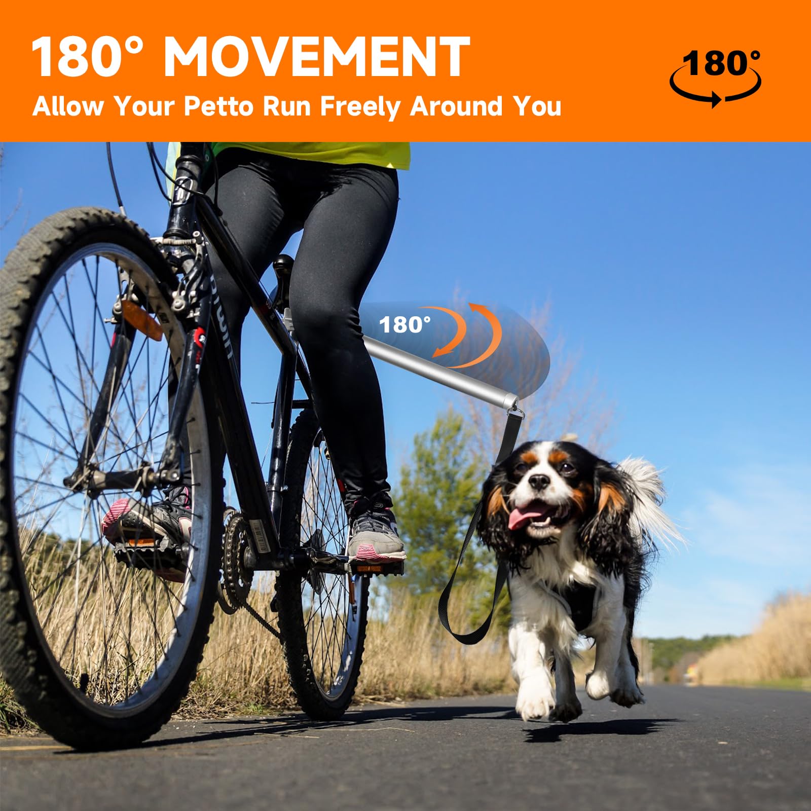 Fahrradleine Hund- Hundeleine Fahrrad Kann Um 180°Gedreht Werden, Starke StoßDäMpfung | Verstellbar | Abnehmbar, Outdoor-ÜBung/Training Joggen/Radfahren, Sicherheits-Fahrrad Hundeleine