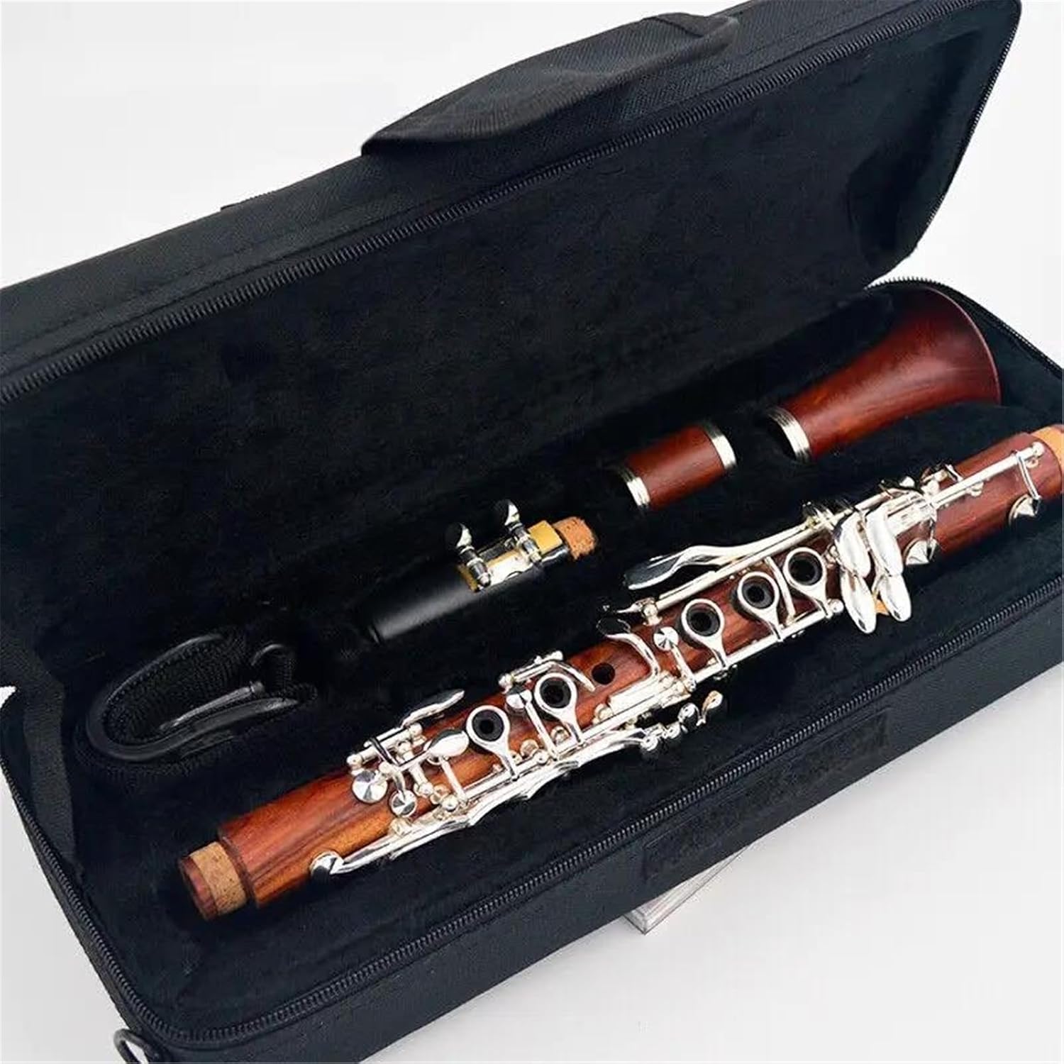 Clarinet Musical Instruments Eb Professional Clarinet Rosewood Body 17 Silver Plated Keys Nickel Silver Finish Clarinet(Silver)