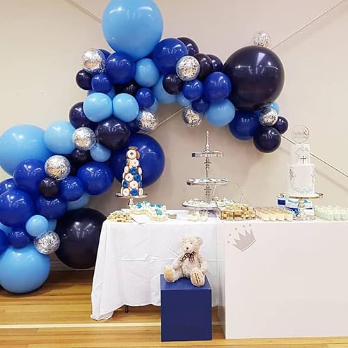 Miniatura 6 de Globos de Frozen, 60 globos morados y azules de 12 pulgadas, globos de látex de confeti blanco y plateado para niñas, suministros de fiesta temática