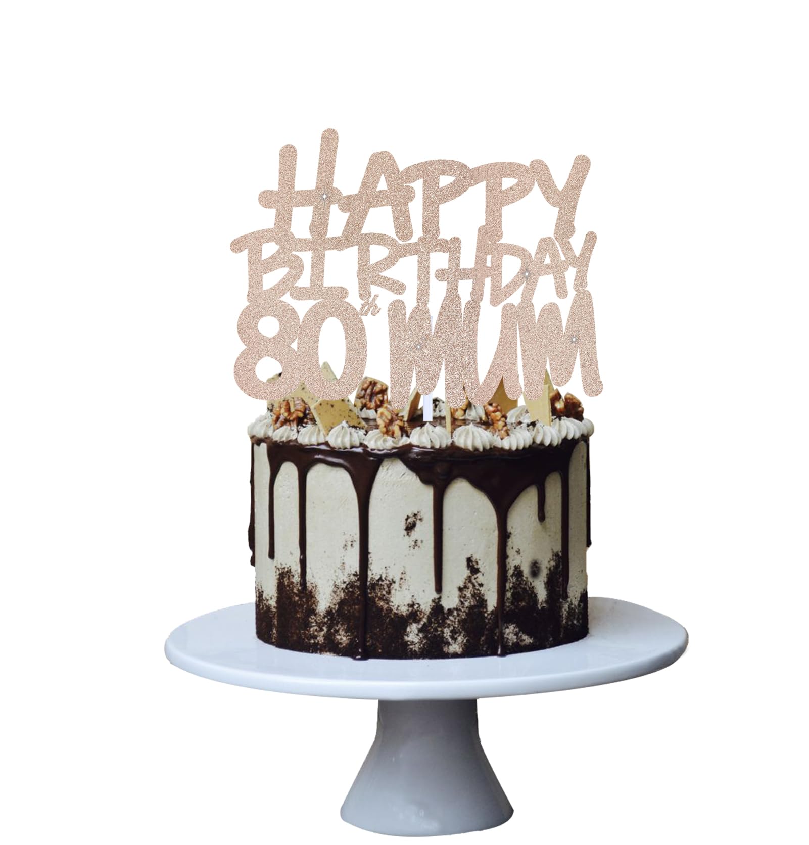 Photo 1 of 80th Mum Birthday Cake Topper for Happy Birthday Party Decoration,Funny 80 Year Fabulous Mum Birthday,Handmade - Pink Glitter