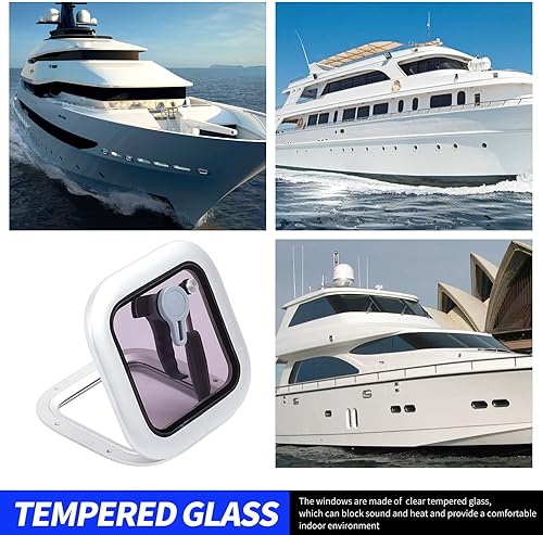 Miniatura 2 de Ventana de ojo de buey, compartimento cuadrado de almacenamiento de barco de 10.236 x 10.236 in, ventana de tragaluces de buey con ventilación para