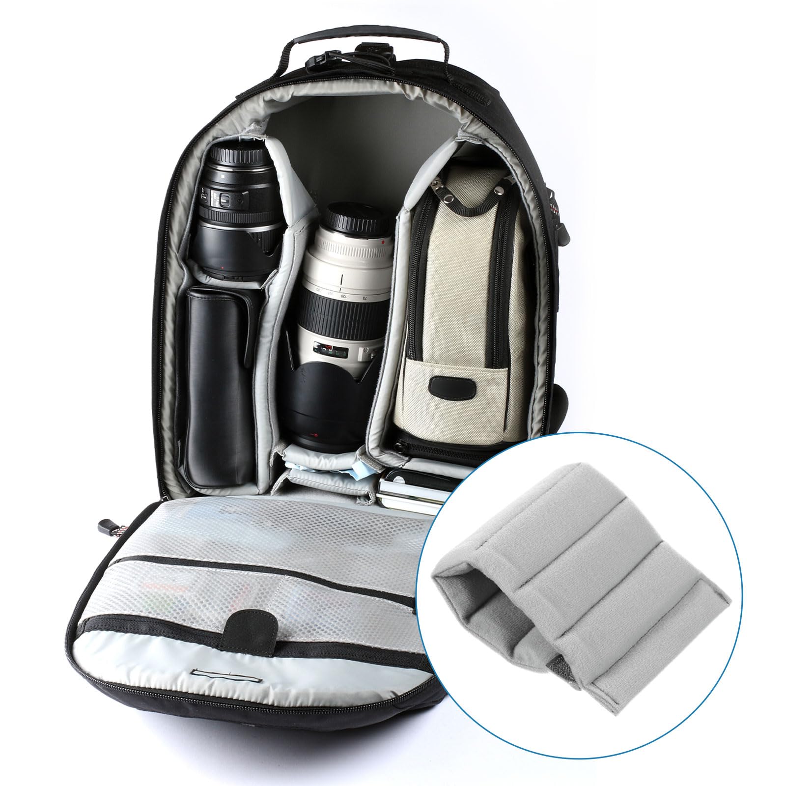 PATIKIL Divisor de Bolsa para Cámara, 4Pcs 26.5cmx12.5cmx1.4cm Almohadilla Separadora A Prueba de Golpes para Bolsa de Cámara Protectora de Lentes para Cámara Organizadora Universal, Gris