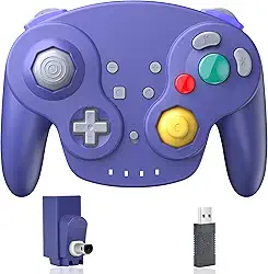 2.4 GHz Wireless GameCube Controller Switch Online Controller, USB Receiver & NGC Receiver, Compatible with Windows PC iOS Mac Raspberry Pi, GameCube/Switch - (Rechargeable) (Plug and Play) Indigo