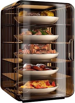 PONDON Dustproof Desktop Cup Rack With Stackable Design, Adjustable Shelves, Transparent Panels For Stylish Storage In Office And Living Room