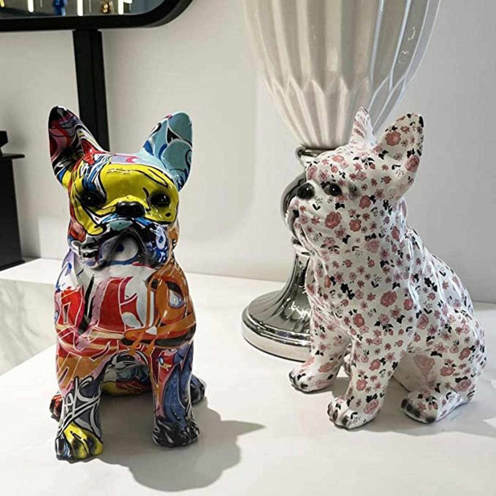 Sculptures Bouledogue Graffiti, Debout Ornement Statue Bouledogue Français, Décor À La Maison