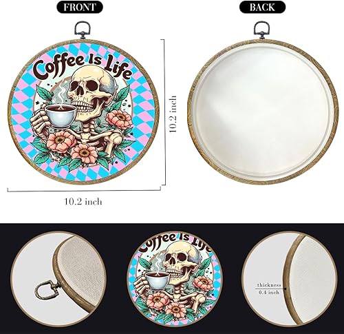 Miniatura 2 de Regalos divertidos, decoración sarcástica de calavera humorística enmarcada redonda para pared, lienzo para colgar en la pared, impresiones