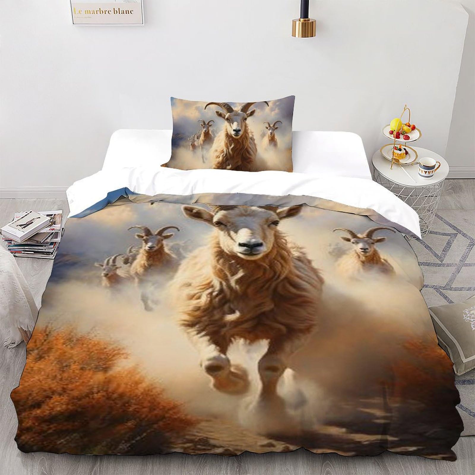 Housse de couette single animaux 3D en microfibre 135x200cm pour lit fille