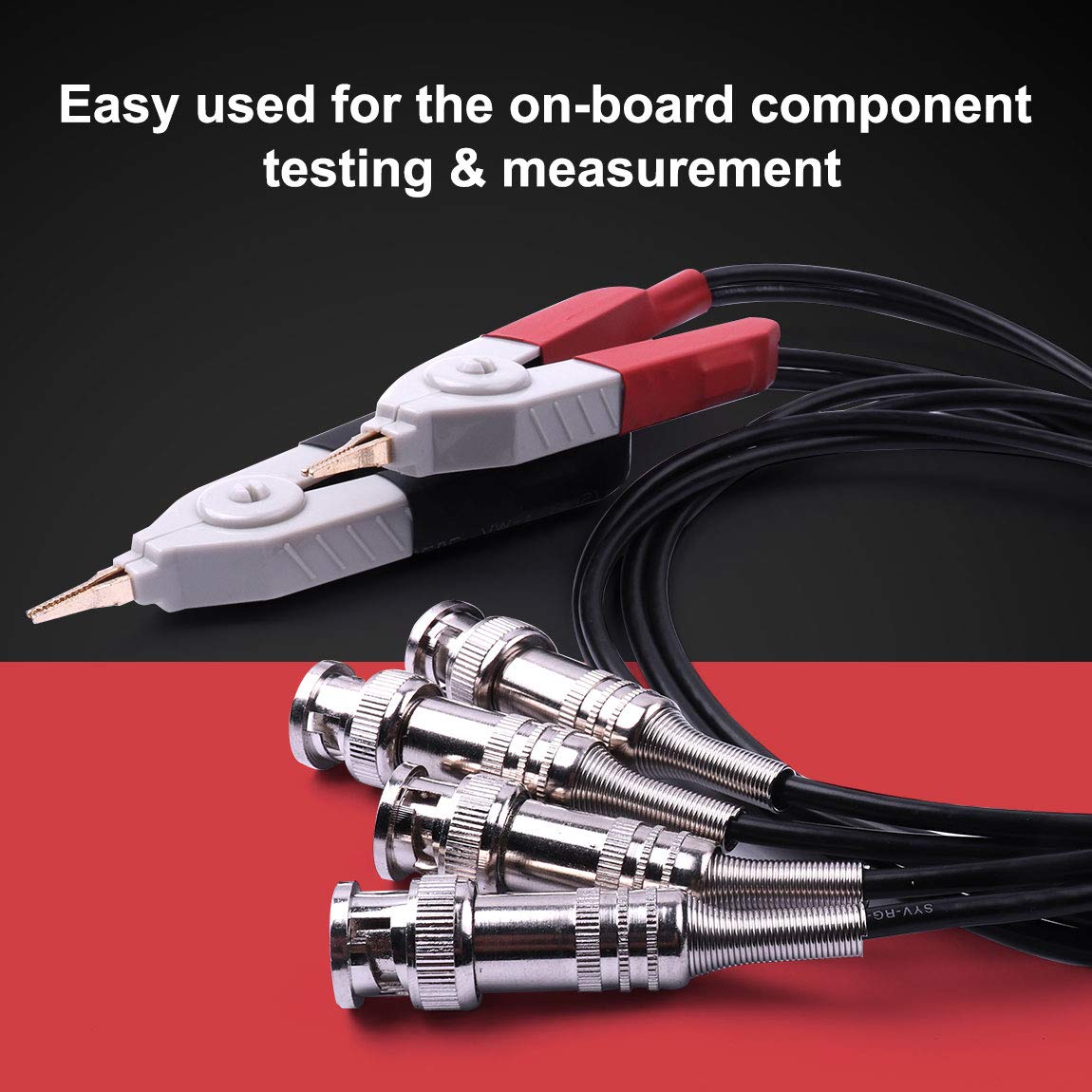 ATOPLEE 2pcs LCR Meter Test Leads Lead Clip Cable Terminal Probe Wires,with 4 BNC Electrician Test Leads Kit,Digital Electrical Test Probes Set for LCR Meter Multimeter