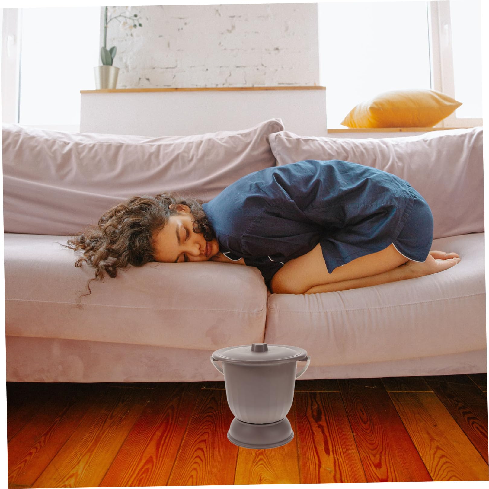 Cabilock Pentola da notte con coperchio vasino per bambini anziani adulti ciotola per rigurgito colore casuale unisex toilette per viaggi auto casa letto ospedale notte