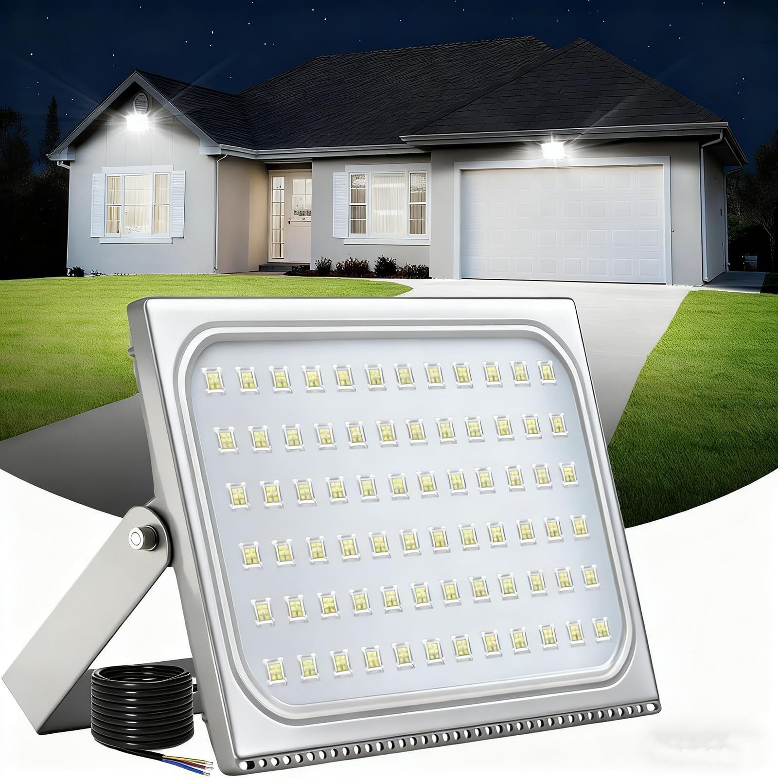 Viugreum Faretto a LED da 500W, IP67 Resistente all'acqua Faro LED Esterno, Luce Bianca 6500K, 40000LM, Illuminazione per Esterni, Faretti LED Esterno Ideali per Giardino, Parco, Garage e Piazzale