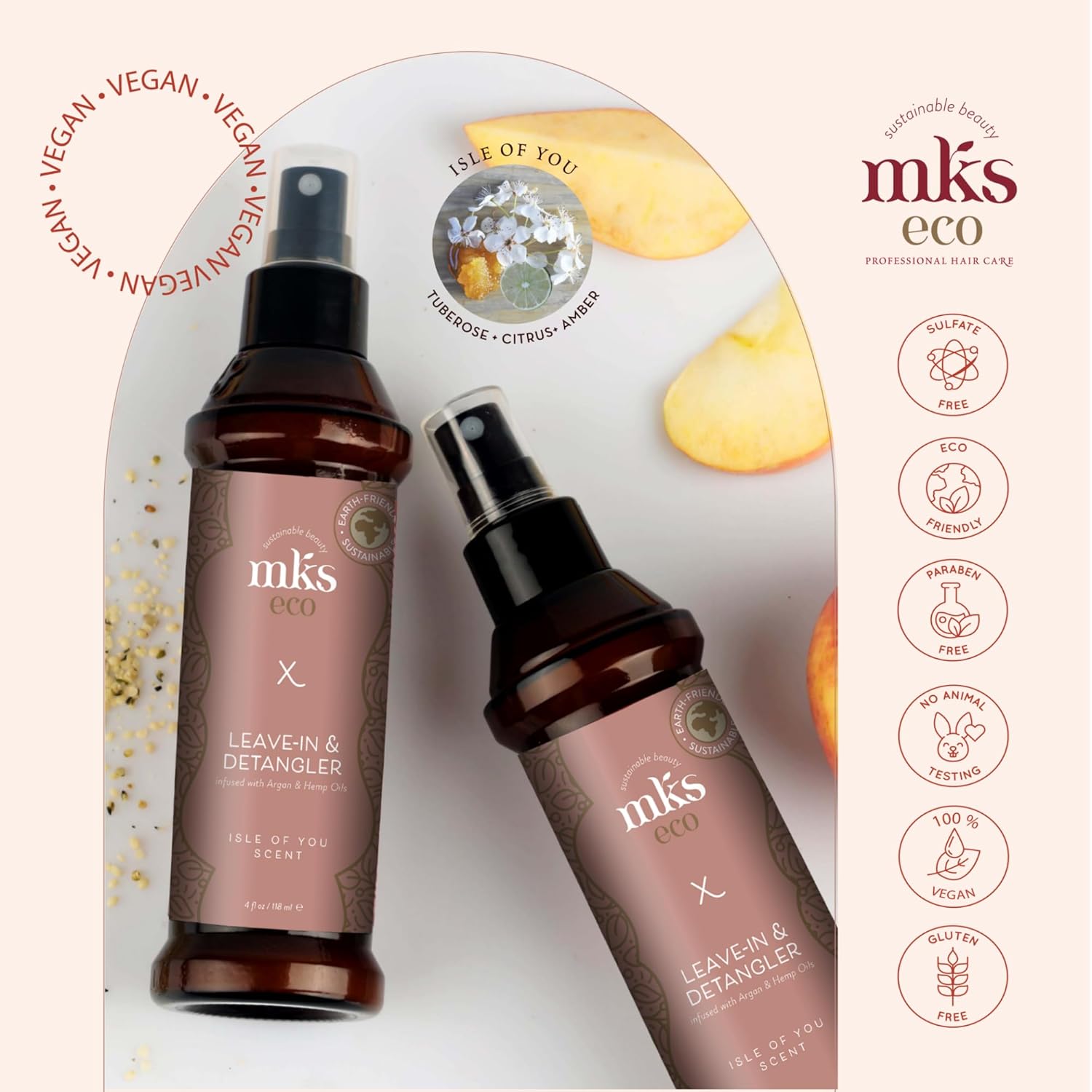 MKS eco X - Leave-In Treatment & Detangler - Moroccan Argan Oil, Hemp Seed Oil - Vegan & Cruelty Free - Image 6
