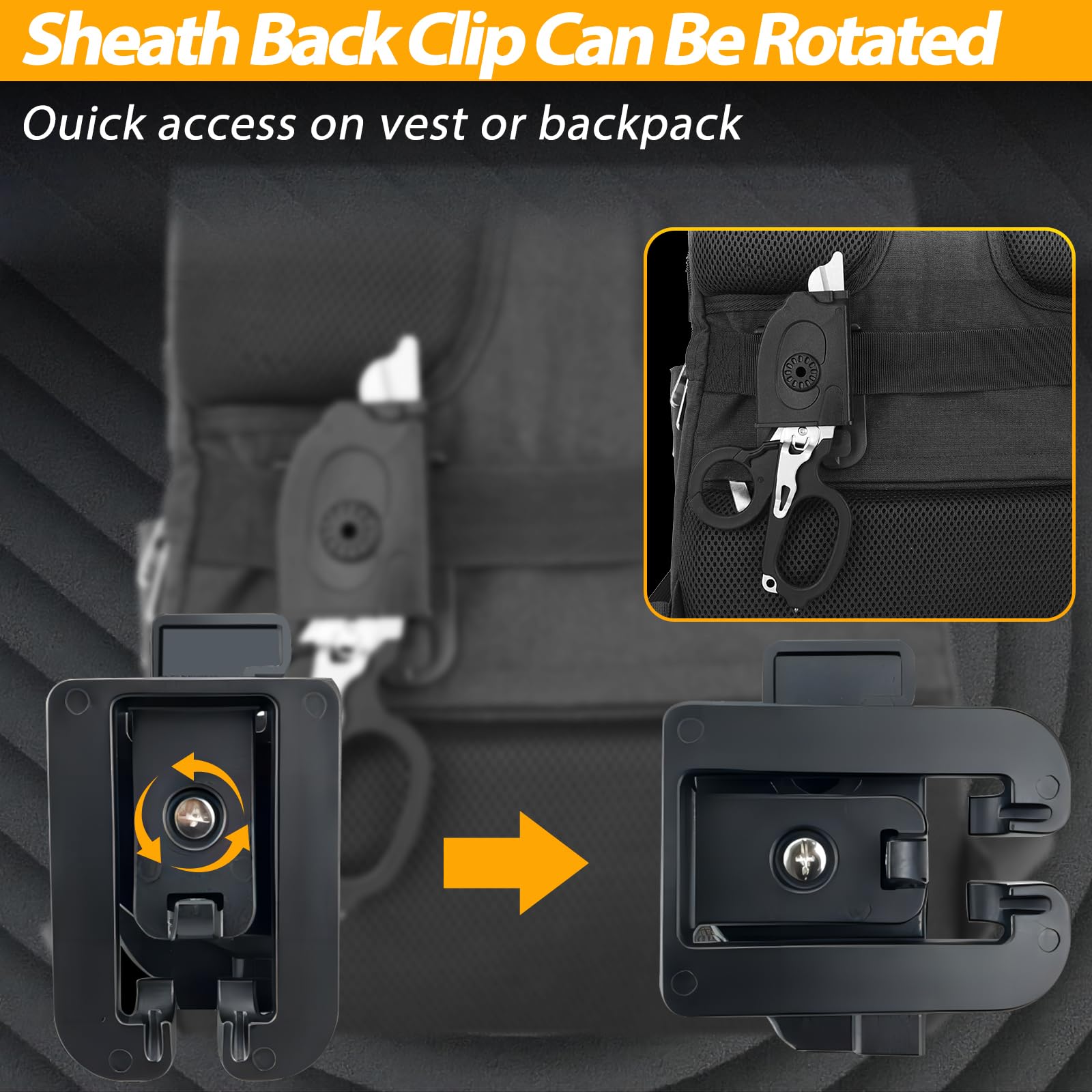 2er Pack 6-in-1 Trauma Schere mit Holster, Multifunktionale Rettungsschere mit Gurtschneider & Glasbrecher für Outdoor, Camping, Rettungsdienst, Erste Hilfe, Überlebenswerkzeuge - Schwarz