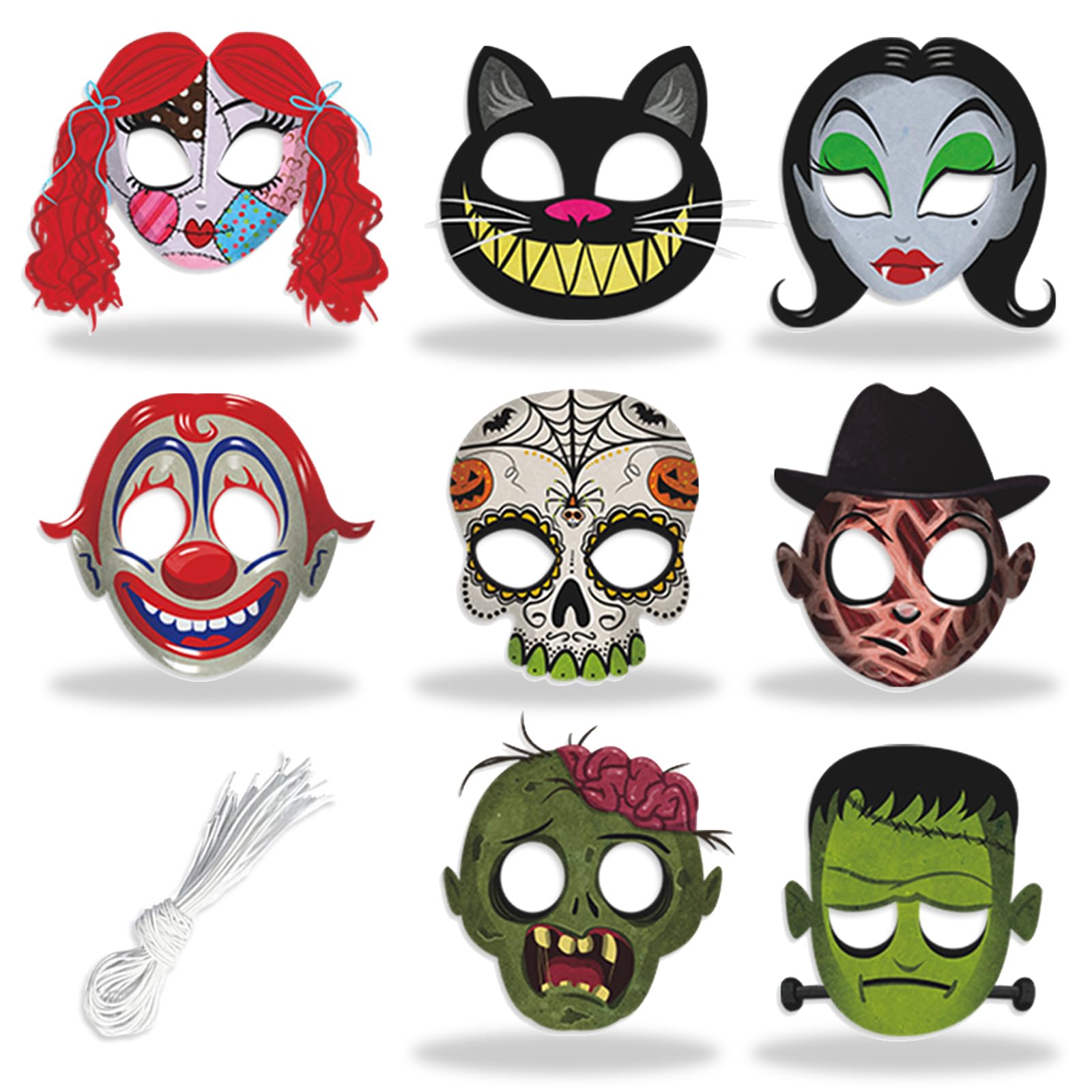 Pack De 12 Masques Halloween Et Anniversaire En Feutre - Masques Cosplay Et Fête