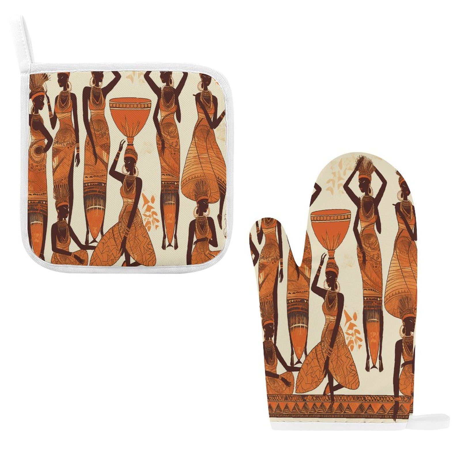 Fodpand Style African Tribal Woman Oven Mitts And Pot Holders Sets
