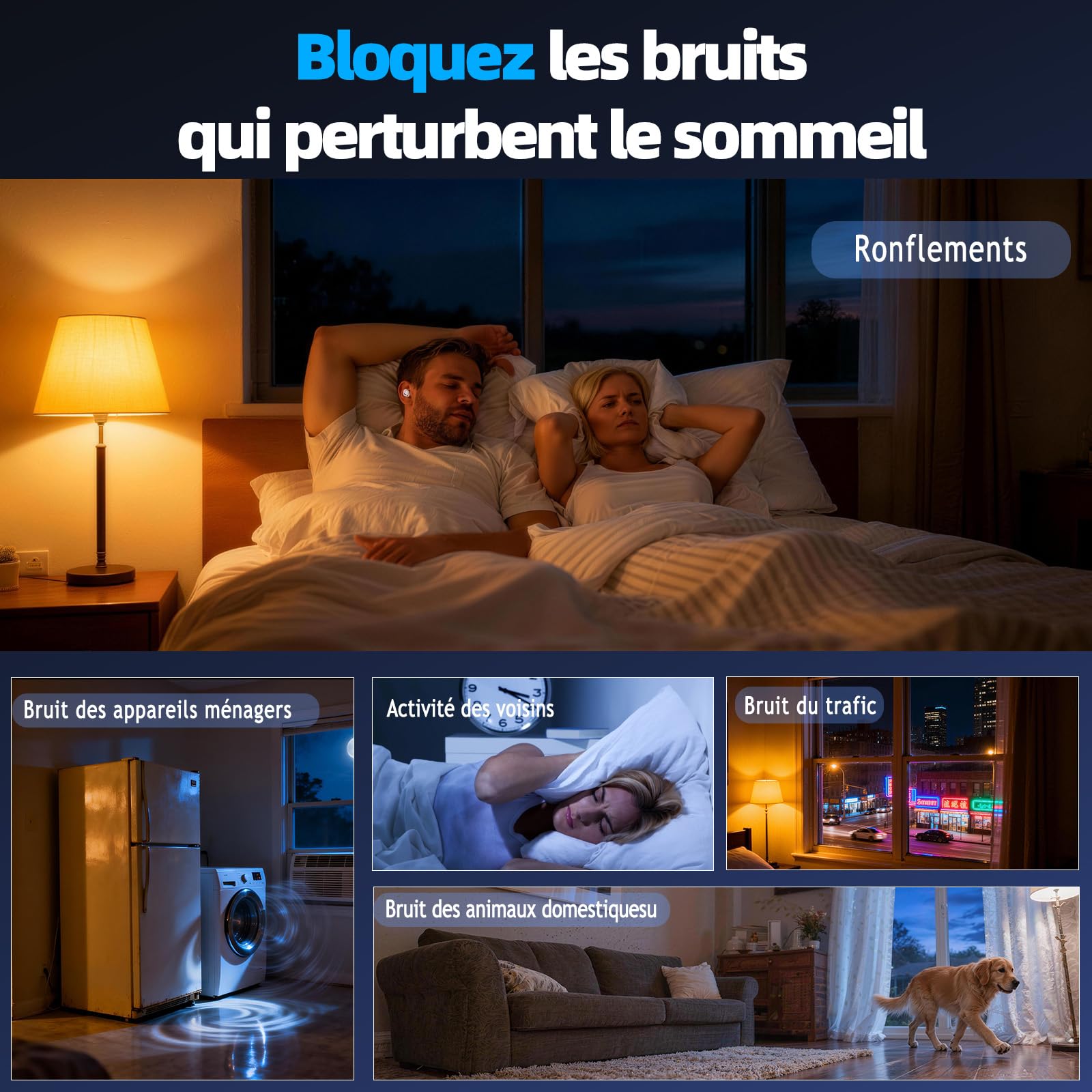 Ecouteurs Bluetooth sans Fil, Écouteurs Sommeil pour Dormir sur Le Côté 40H