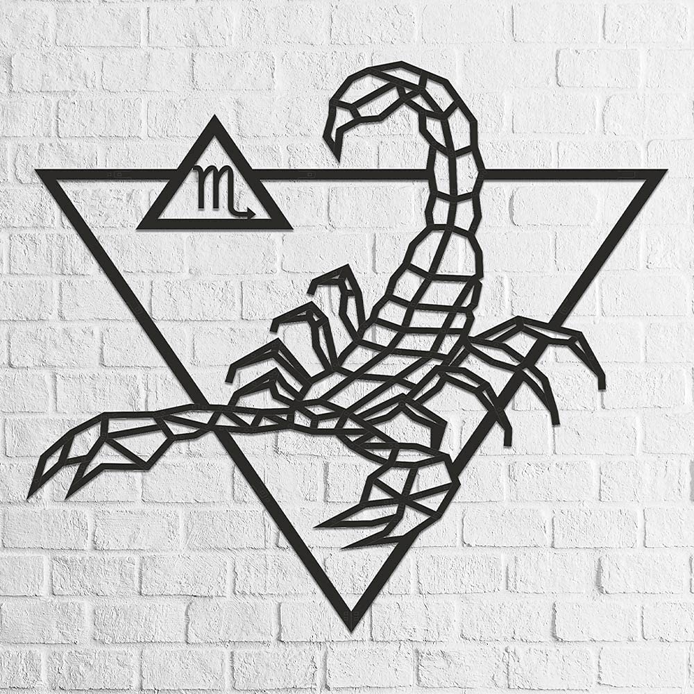 EWA Eco-Wood-ArtUnique polygonal puzzle for your interior. Stylish design and simple assembling process Wooden ZODIAC SIGNS: SCORPIUS-Souvenir, gift, kitchen, home decor, interior-254 pieces, Black