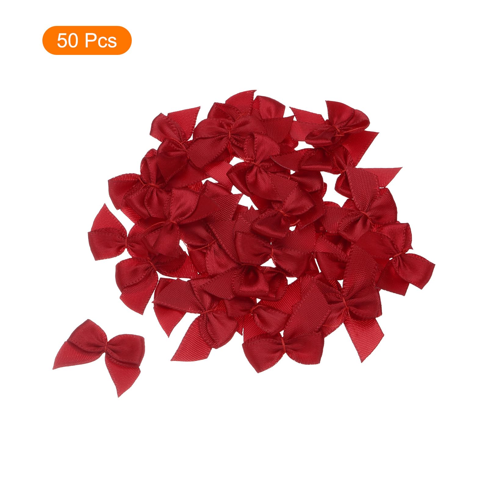 QUARKZMAN 50 Mini Lazos de Cinta de 1 Pulgada, Mini Lazos de Flores de Satén de Tela para Manualidades, Costura, Bodas, Cumpleaños, Fiestas, Regalos, Lazos de Color Rojo Vino