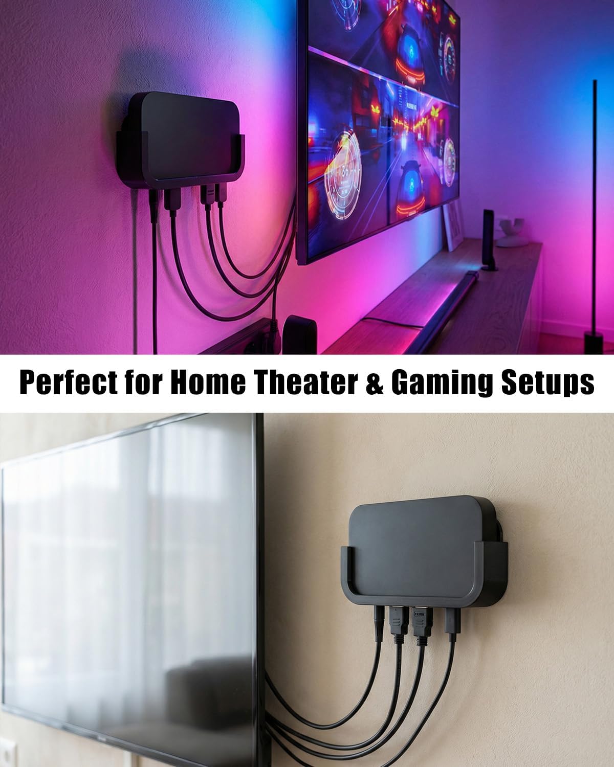 Wall Mount Fit for Philips Hue Play Sync Box 8K, Box Bracket with Screw Set, Space-Saving Wall Mount Holder