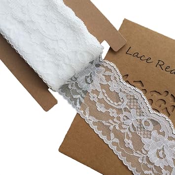 LACE REALM 3 inches Wide x 10 Yards White Floral Pattern Trim Lace Ribbon for Decorating, Floral Designing and Crafts10y